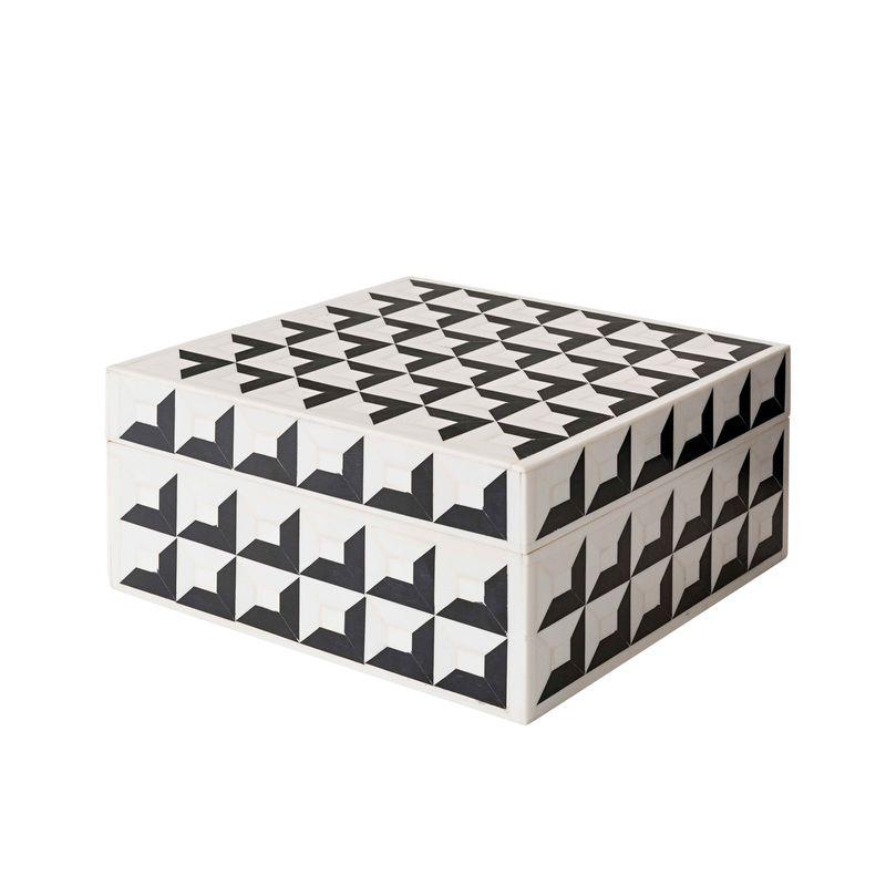 BLACK WHITE SQUARE BONE BOX