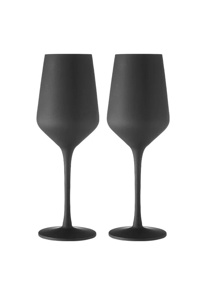 AURORA MATTE BLACK S/2 WINE GLASS