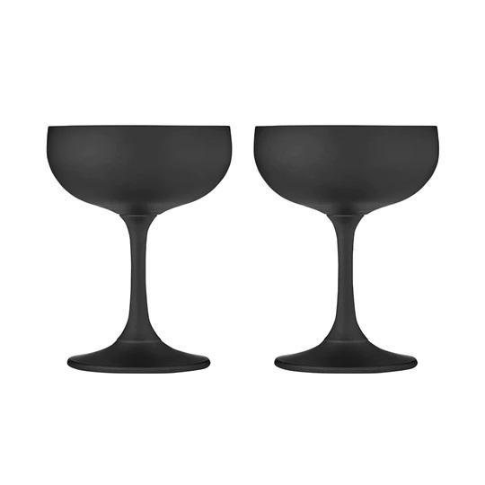 AURORA MATTE BLACK S/2 COUPE GLASS