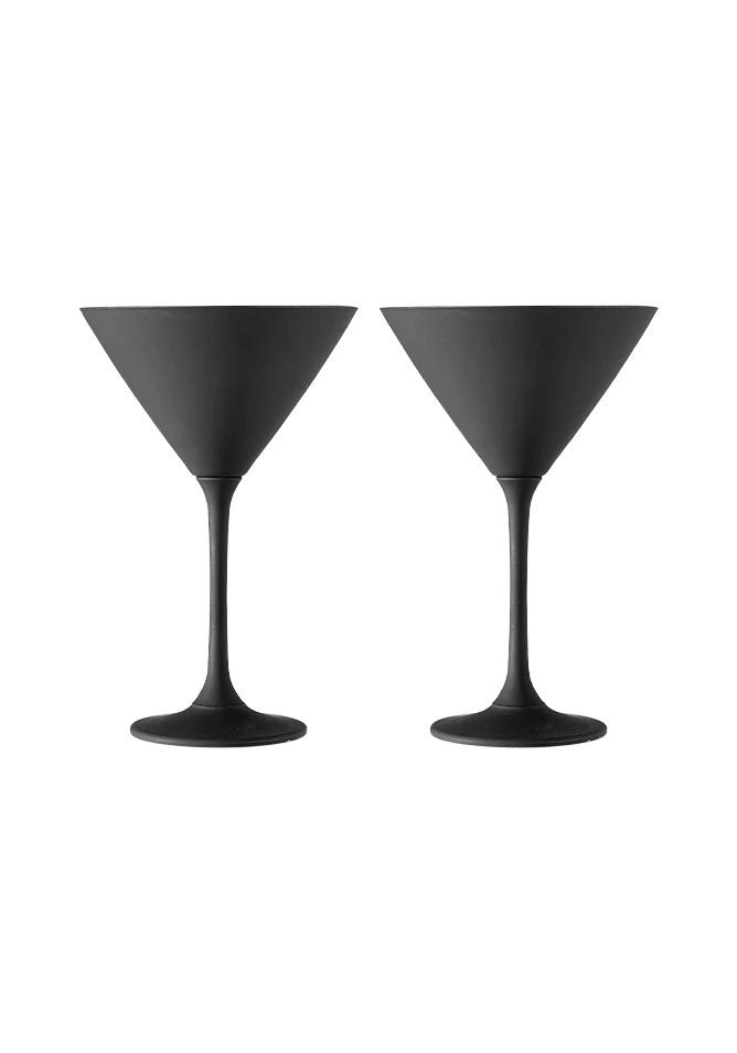 AURORA MATTE BLACK S/2 MARTINI GLASS