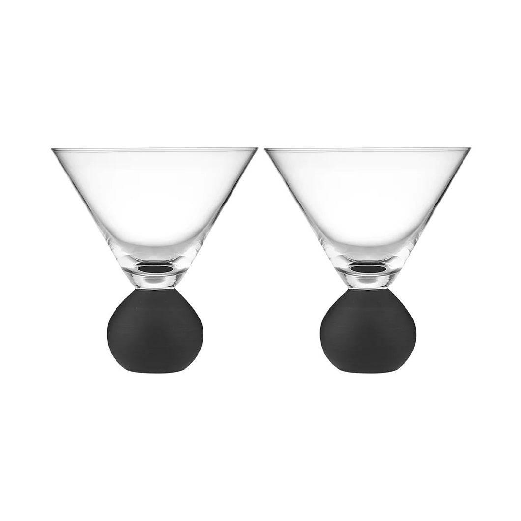 ASTRID MATTE BLACK S/2 MARTINI GLASS