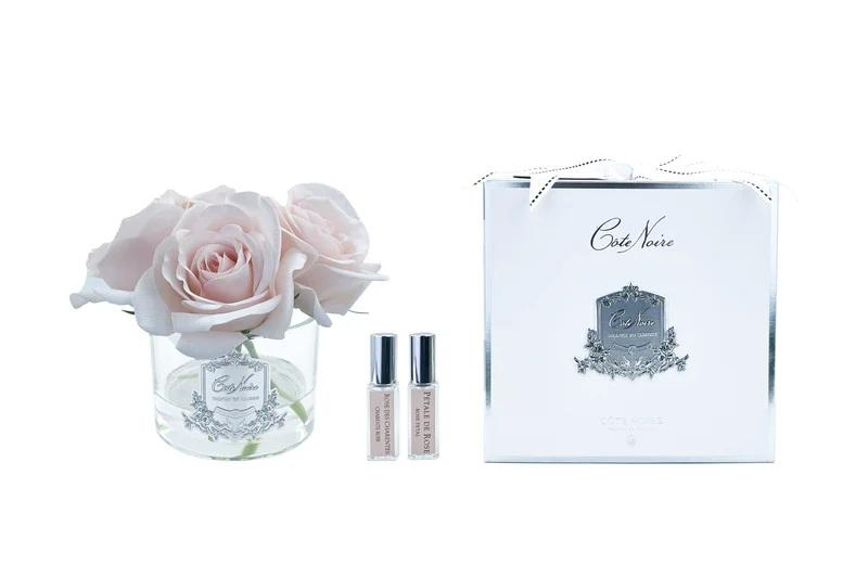 FRENCH PINK ROSE CLEAR GLASS - SILVER