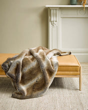Load image into Gallery viewer, FAUX FUR THROW STRIPPED ELK
