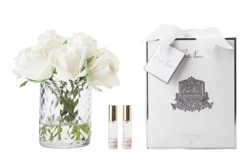 WHITE ROSE - CLEAR HERRINGBONE GLASS