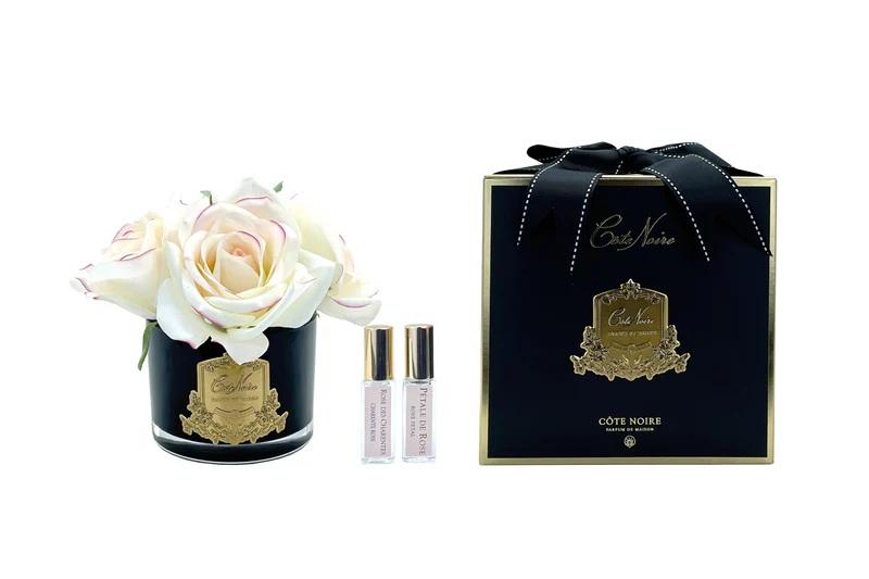 BLUSH FIVE ROSE- BLK GLASS W GOLD