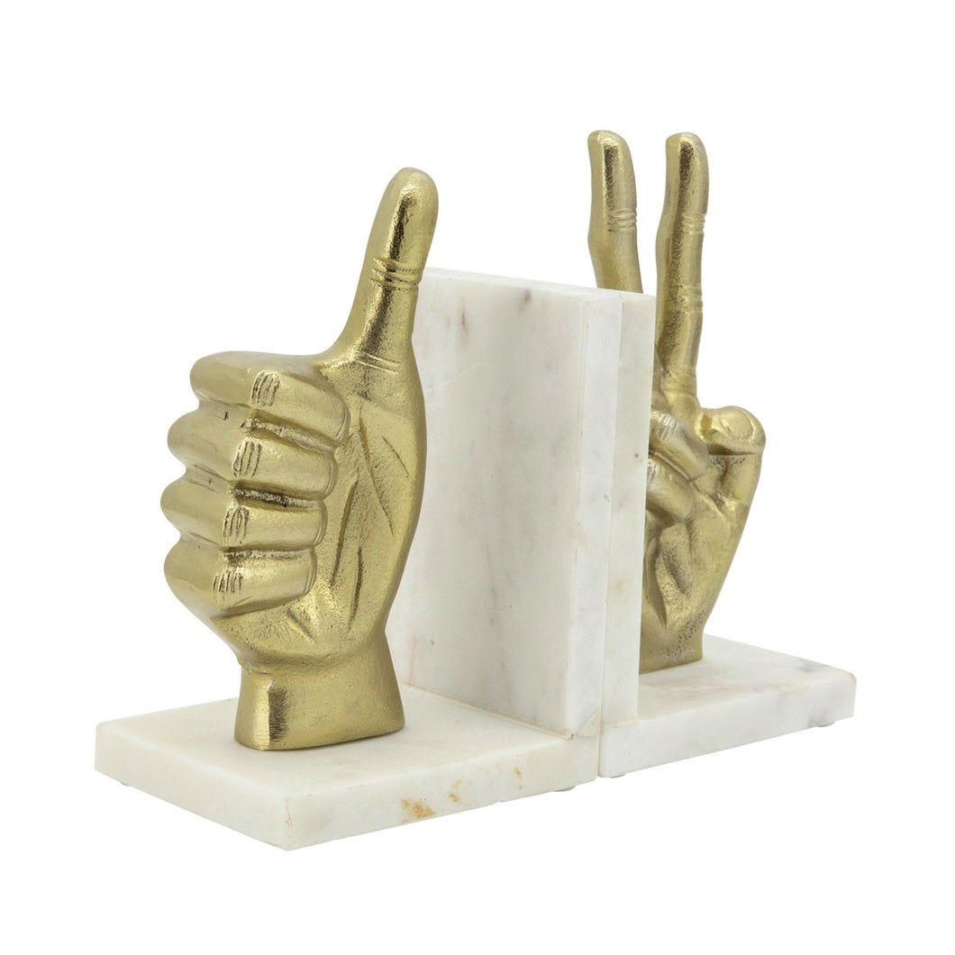 HAND SIGN BOOKENDS GOLD