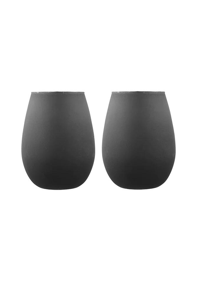 AURORA MATTE BLACK S/2 GLASS TUMBLER