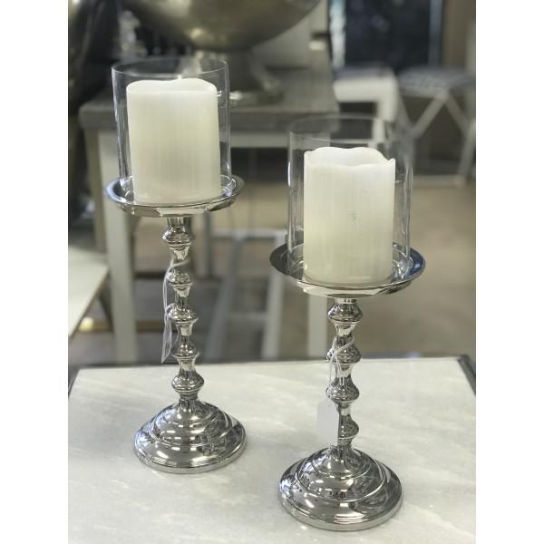 SILVER BAMBOO CANDLE HOLDER 44CM