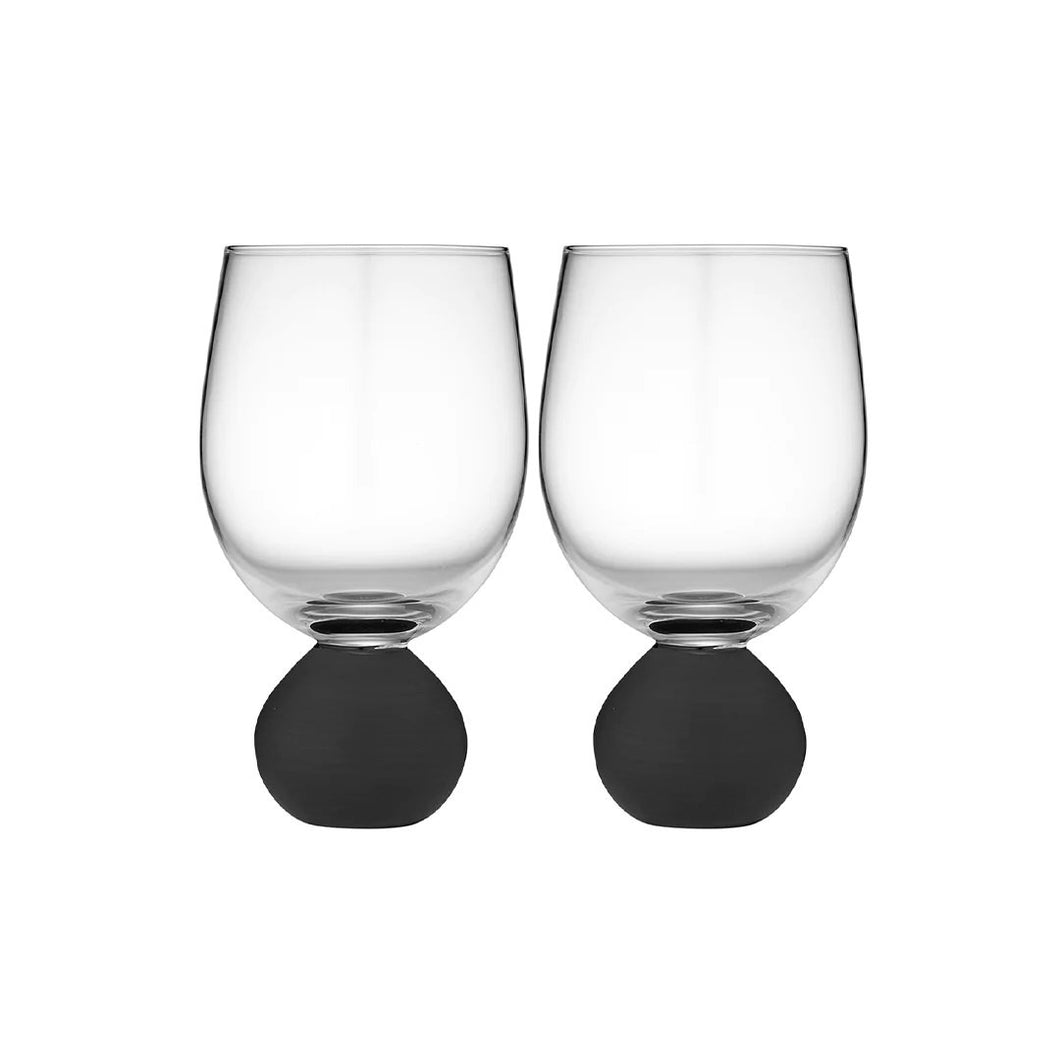 ASTRID MATTE BLACK S/2 WINE GLASS